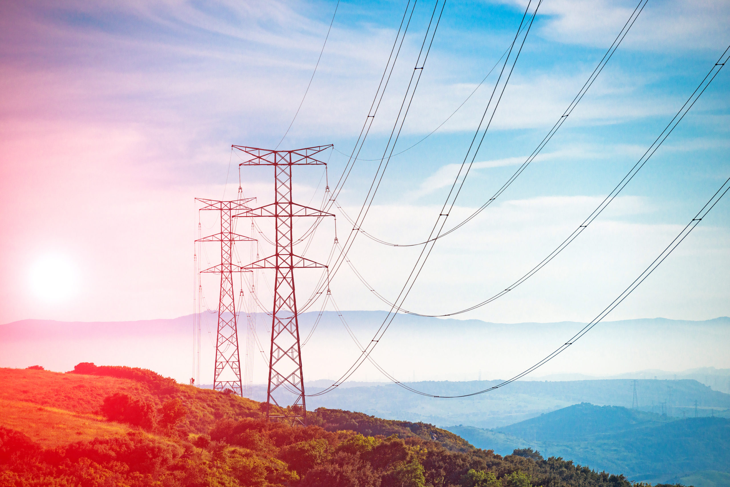 High-voltage line towers